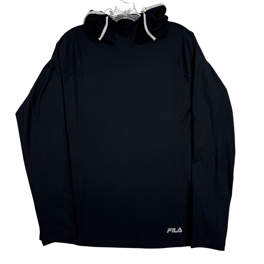 Fila Shirt‎ Womens M Black Hoodie Long Sleeve Pullover Workout Athleisure Top